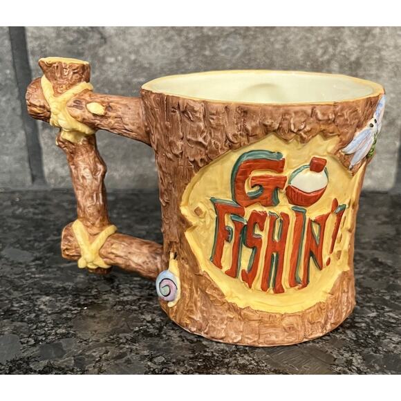 (3) Enesco Moose Creek Crossing 3D Mugs 1995 Go Fishin’, Get Loose, Go Wild - Picture 4 of 14